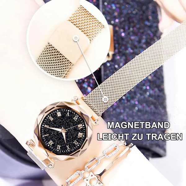 Quartz ur til damer, diameter 32 mm med romertal og armbånd
