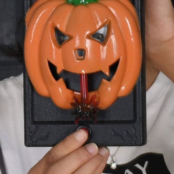 Halloween-dörrklocka - Ulisem - Talande - Spöklik dekoration - Orange pumpa