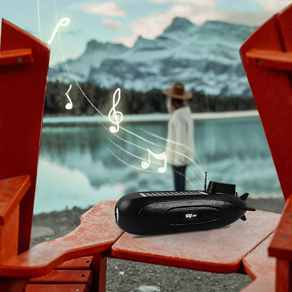 Uusi aurinkokäyttöinen Bluetooth-kaiutin taskulampulla, urheilun FM-radio, USB-innovatiivinen kaiutin, sopii ulkoiluun, kotitreeniin, urheiluun jne. (musta)