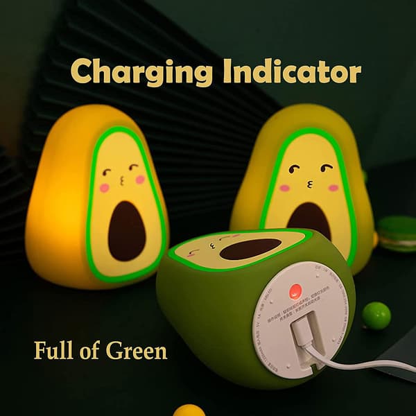 Avocado LED Natlampe Børn, 3 Farver Dæmpning Lydstyring Touch Control Gave