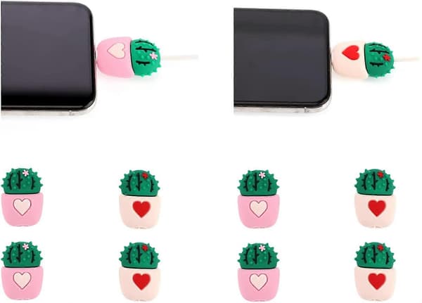 8-pack kaktus datakabel/laddningskabel/Lightning-kabelskydd, tuggskydd ENDAST kompatibelt med Apples Lightning-gränssnitt (Cactus-8PCS)