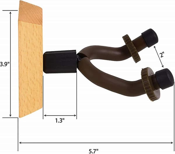 Väggmonterat gitarrställ i äkta trä, 2-pack, gitarrhängare, väggkrok, hållare, stativ, display med skruvar - Lätt att installera - Passar alla storlekar på gitarrer, basar