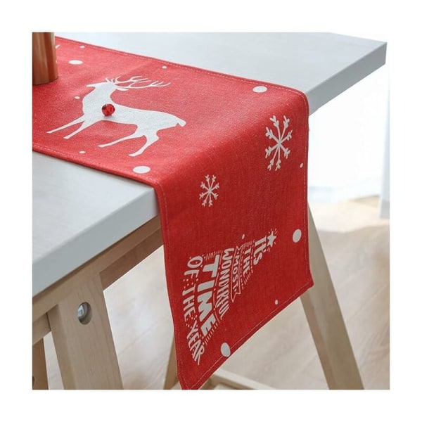 Annan juldekoration, tvättbar julbordslöpare, printed duk för god jul hjortar för semestersammankomster, middag, 30x240 cm,