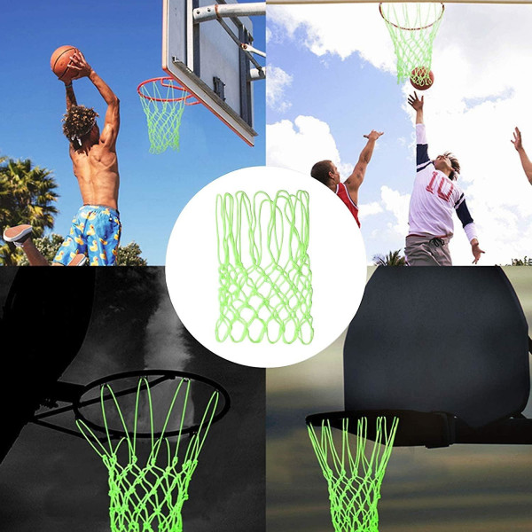 Utomhusbasketnät, självlysande basketnät, lysande basketnät för utomhussporter, tåligt nylon, basketkorgkomponenter