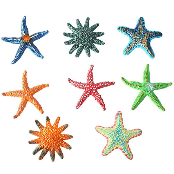 8 stk. dykkerrekvisitter søstjernemodeller søstjernefigur svømmebassin fisketank dekoration（10,5X10,5X1,5CM, assorteret farve）