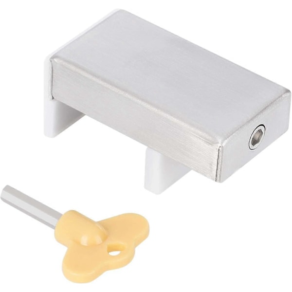 2 stycken med nyckel aluminiumlegering dörrkarm justerbar skjutande säkerhetslås dubbla fönsterlås stål säkerhetslås barnsäkerhetsbegränsare silver