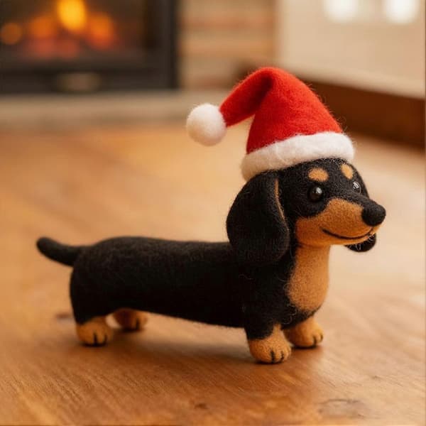 Filt-dachs-pynt med nisselue til juledekorasjon Black 1pcs