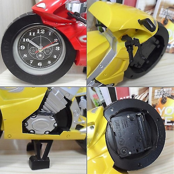 Cs013 Mini Simuleringsmotorcykel Väckarklocka（Gul）