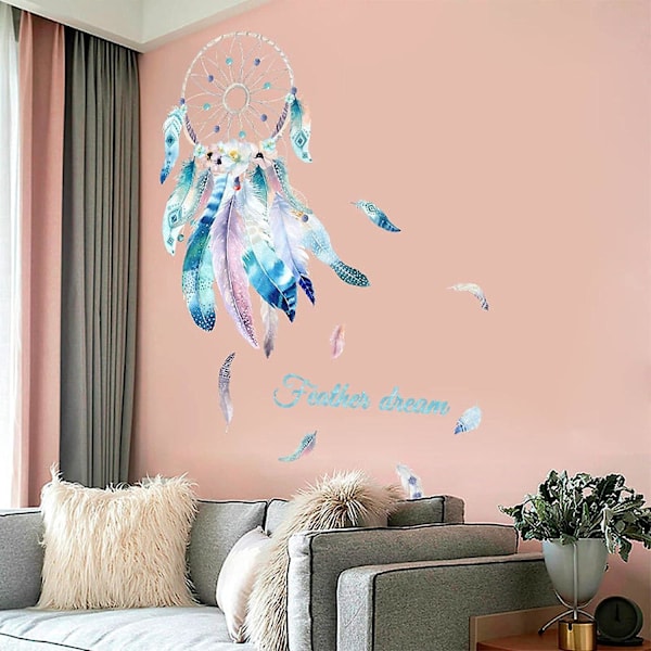 Mural Dream Catcher Wall Decal Feather Dream Catcher Wall Sticker Poster Boy Girl Dream Catcher For Bedroom Feather Wall Sticker Wall Decoration