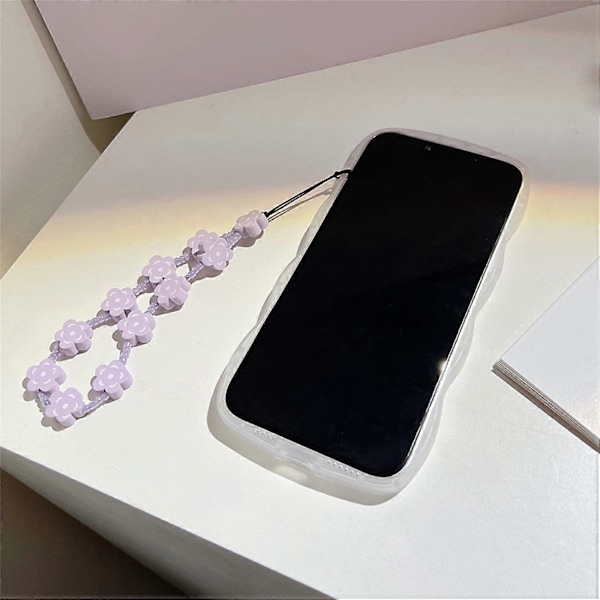 Kompatibel med iPhone 11 Skal med Söt Lila Blomma Blommönster Design Estetisk Kvinnor Tonåringar Flickor Blomma Objektivskydd Skal för iPhone 11 +Kedja