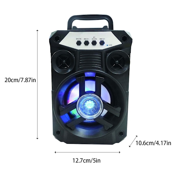 Bärbar Bluetooth-högtalare med dubbla subwooferbas Bluetooth 5.0 Trådlös högtalare Stöd för FM-radio Litet stereoljudsystem