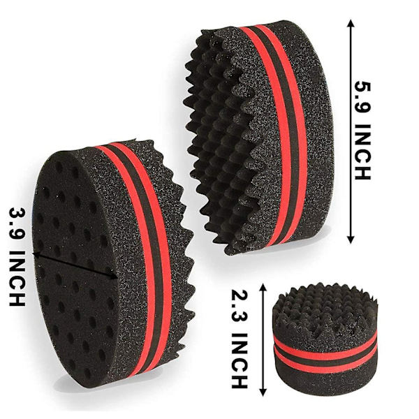 Hår svamp borste, set med 2 dubbelsidig små hål (8mm hål) Afro Curl Coil Wave hår svamp borste med 6,69 tum metall styling kam
