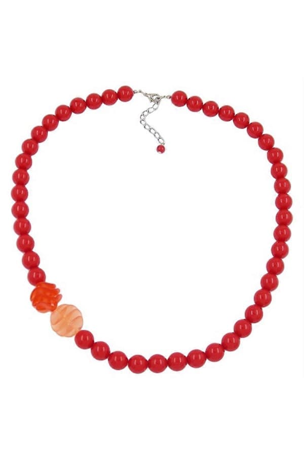 Halsband Pärlor 12mm Röd 60cm - Gl02384