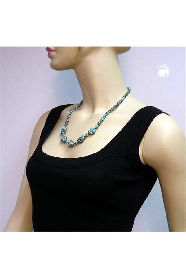Halsband Iögonfallande Pärlor Grön-svart 55cm - Gl03251