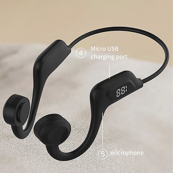 Vg06 Led Digital Benledning Hörlurar Bluetooth5.1 Headset 8d Stereo Surround Ljud Hörlurar Stöd Tf-kort Musikspelare