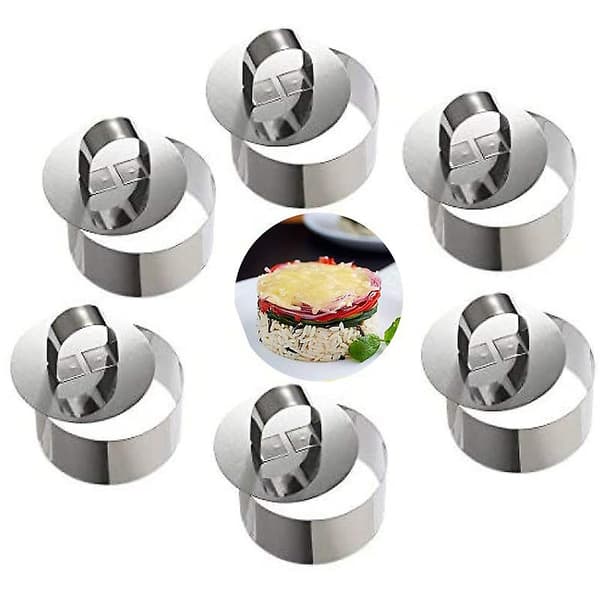 Mousse ringe kagering rustfrit stål kageform med skyder, 8 cm diameter, 6 stk. (rund)