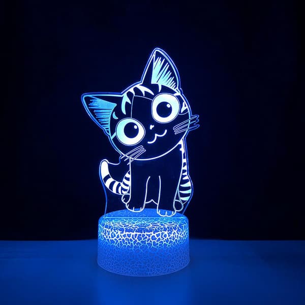 LED nattlys Anime Katt 3D illusjonslampe med R