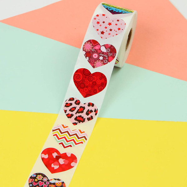 500 st Valentinsdag klistermärken Hjärta 8 färger Kärlek dekor klistermärken för DIY hantverk Önskemål Festdekoration