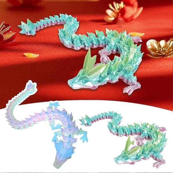3D-printet krystalldrage leddet dekorasjon mini selvlysende bursdagsgaver luminous
