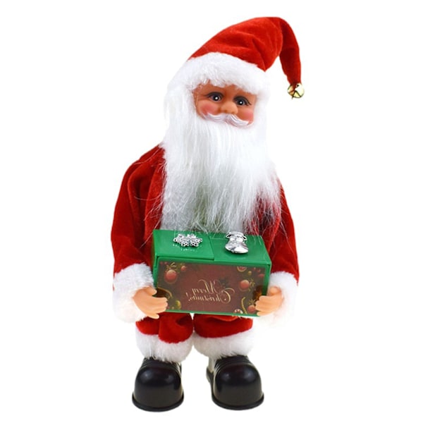 Christmas Electric Musical Dancing Santa Claus Plush Doll Durable Christmas Santa Claus Model Ornaments For Kids Familes(Green)