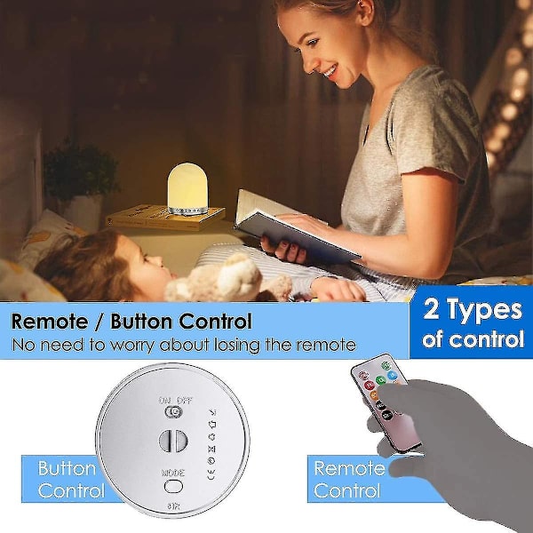 Led baby natlampe, genopladelig USB-sengelampe til børn, bærbar dæmpbar varmt lys, farveskiftende RGB-sovelys til børneværelser, camping, sengebord, (hvid)