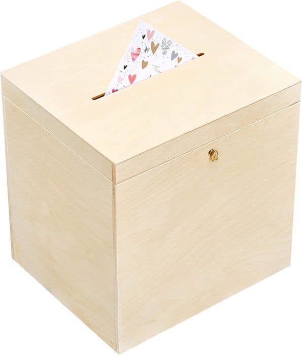 Naturlig trälåda för kuvert - CREATIVE DECO - Bröllopsönskelåda - Minneslåda med bokstäver