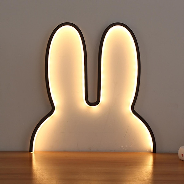 Romdekorative lys for tenåringer, påskegaver, varme påske-stemningslys, LED-kaninlys, USB-plug-in vegg-sengsidelamper（BK）