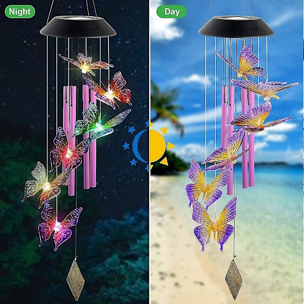 Kolibri/sommerfugl Farveskiftende Led Sol Vindspil Til Hjem/have/have, Gave Til Kvinder