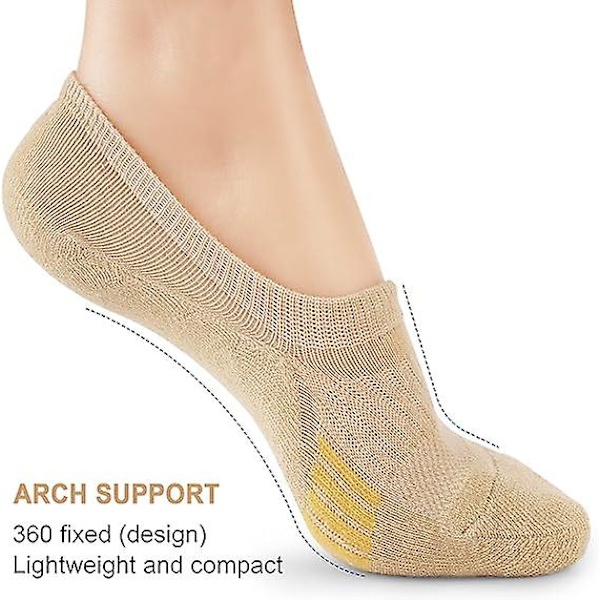 Damstrumpor No Show Athletic Ankle Socks Cushioned Running Low Cut 5 Par/Färg: Nude/Storlek:5-8