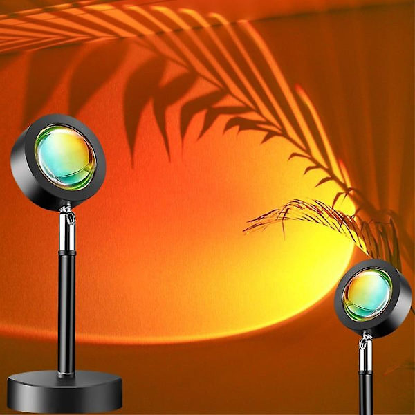 Solnedgangslampe farverig knap regnbue solnedgangsprojektor atmosfære led natlys boligindretning cafe bar solnedgang glorie lampe（10w sol）
