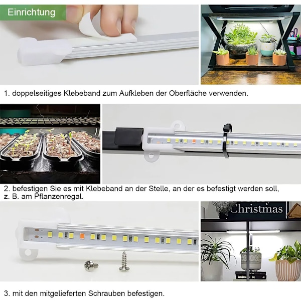 Kasvilamppu 4 päätä LED kasvikasvatusvalo, 6000K 10 tasoa himmennettävä ajoitus, punainen sininen valo