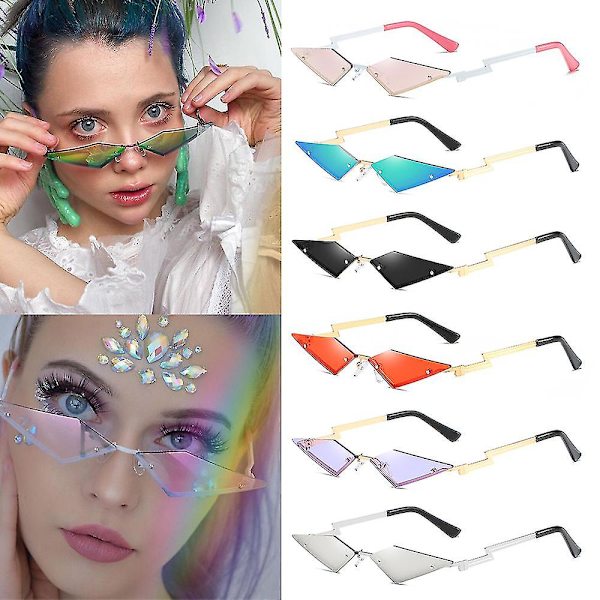 Timanttimuotoinen kehyksetön True Film -aurinkolasit Gafas Uv400 Trendikkäät kapeat silmälasit Streetwear Okulary Aurinkolasit Naiset Oculos（C053）