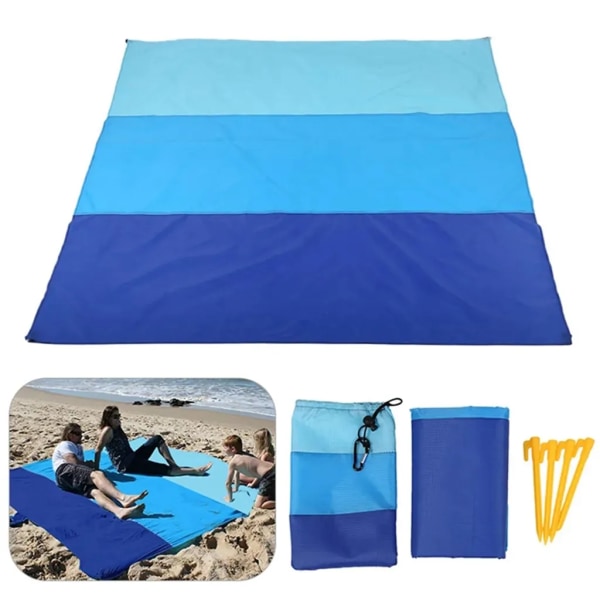 Strandfilt Utomhus picknickfilt Vattentät 200*210 cm Ultralätt matta med fickor