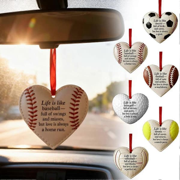 Baseball-pynt - Hjerteformet festivalpynt med baseballhandske-tema E