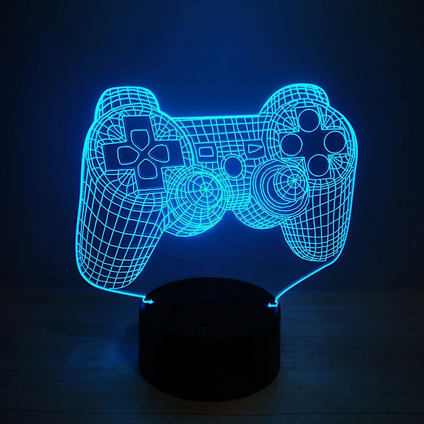Videospillkontrollerlampe nattlys 3d illusjon Game On