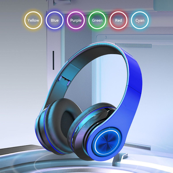 Hörlurar Trådlösa Bluetooth Headset Subwoofer Bluetooth 5.2 Mobil Dator Spel Musik Sport Spel Hörlurar Med LED-ljus