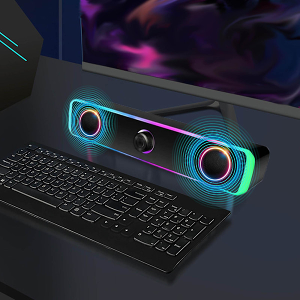 Skrivbordshögtalare Datorhögtalare Rgb-lampor Skrivbordshögtalare för datorer Usb-drivna Lättåtkomlig volymkontroll