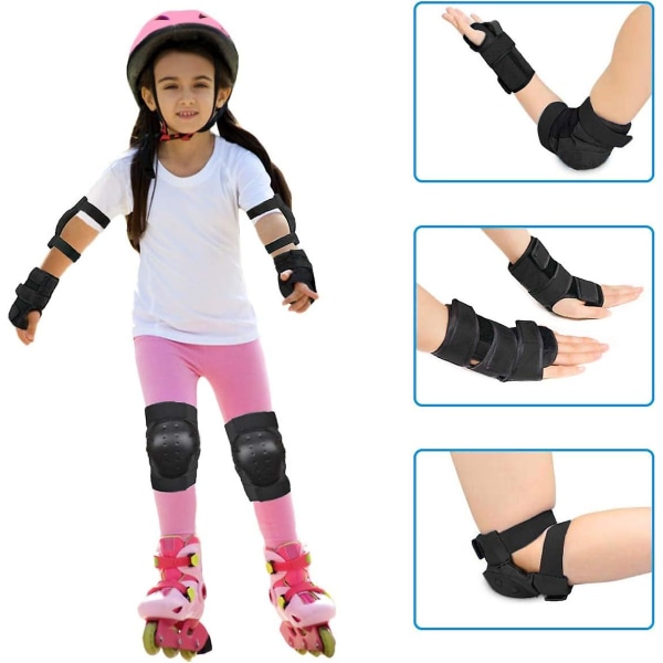 6-i-1 skridskor för barn, ungdomar och vuxna, knäskydd, armbågsskydd, handledsskydd M