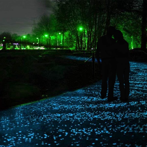 200 Glow Pebbles (Blå) i mörk sten Rock Glow Pebbles eller trädgårds gångvägsdekoration, akvarium akvarium, parkdekoration, bakgård