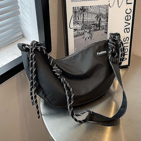 Rento ja monipuolinen naisten laukku suosittu suosittu crossbody-laukku muodikas olkalaukku nyytti laukku（musta）