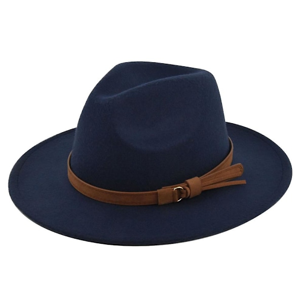 Retro Jazz Hat Semsket Belte Ullhatt Cowboy Hat Retro Imitert Ullhatt Flat Brim Hat Bf150