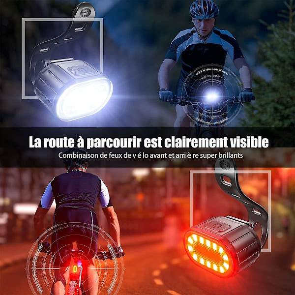 LED cykellys, USB genopladelige for- og baglygter, IPX5 vandtætte LED cykellys, dobbeltperle forlygter, egnet til alle cykler og en