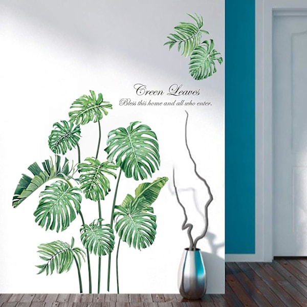 Kreative jente veggklistremer barnerom kunstdekor 3D DIY grønne planter skrell friske blader