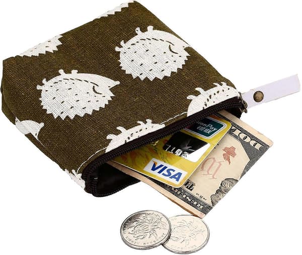 Söt Djurträd Canvas Myntplånbok Liten Blixtlåsficka Väska Plånbok av , 4-pack