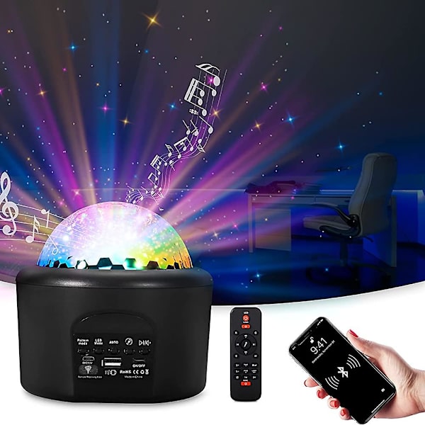 Led-stjärnprojektor, galaxstjärnprojektor nattljusprojektor med Bluetooth