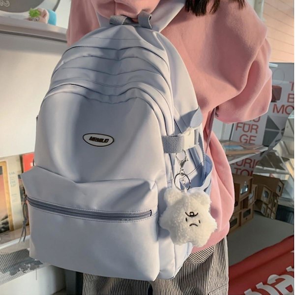 Kawaii Ryggsäck med söta accessoarer Casual Aesthetic Ryggsäck Enkel Laptopväska Vattentät Reseryggsäck Dam, robin Blå, Ryggsäckar