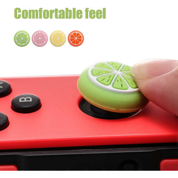 Frukttema Tumgrepp, Kompatibla med Nintendo Switch och Switch Lite, Mjuk Silikon Joysticköverdrag - 6 st