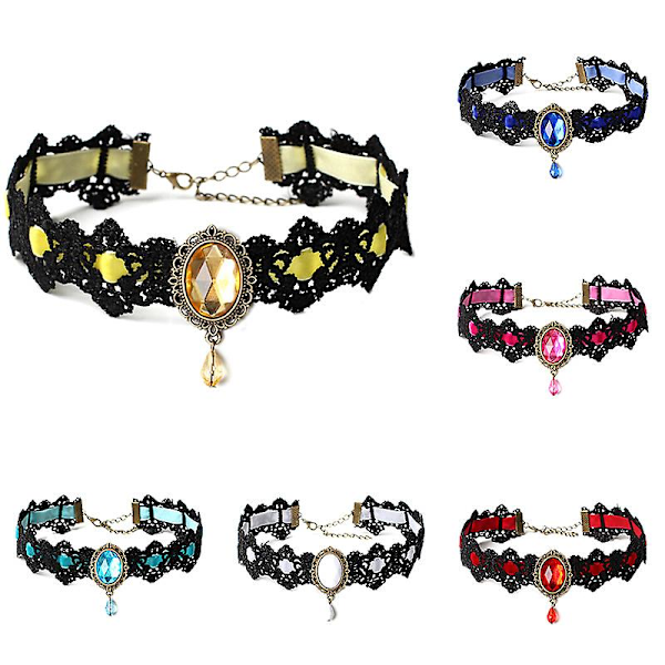 Choker Smykker Gem Dekoration Kvinder Gotisk Punk Stil Sort Blonder Perler Choker Krave Halskæde