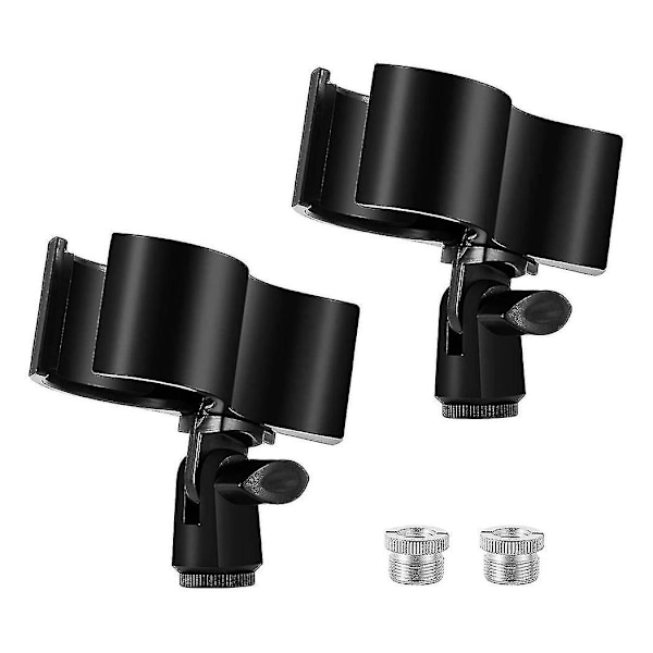 2 stk. mikrofonklipsholder, justerbar mikrofonholderklemme med 5/8 tommer han til 3/8 tommer skrue adapter