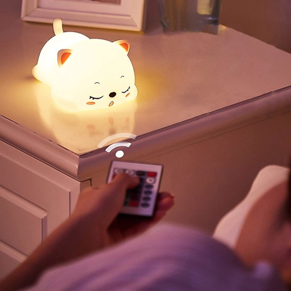 Night Light Dimming, Silicone Cat Night Light With Remote Control, Baby Night